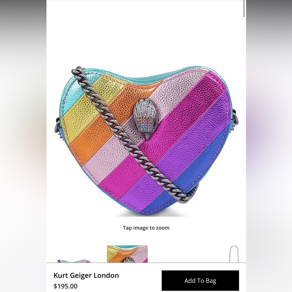 Kurt Geiger Kensington Metallic Rainbow Heart Crossbody Bag